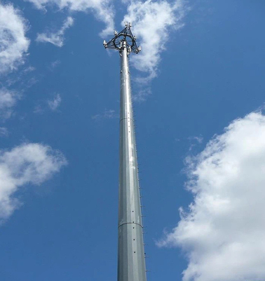 Menara Komunikasi Tabung Tunggal Galvanis Celup Panas yang Dapat Disesuaikan Mudah Dipasang dan Mendukung 4G 5G